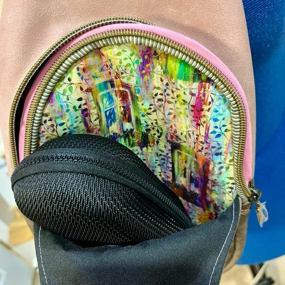 Stylish Pink and Brown handmade by JoJo crossbody bag - Picture 9 of 10